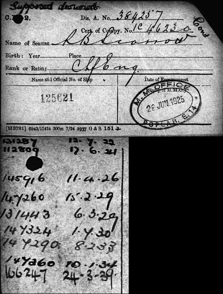 RB Scarrow CR2 Seaman's Ticket